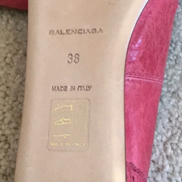 BALENCIAGA BALLERINA FLAT SHOE LIPSTICK PINK ALL LEATHER NEW CONDITION SZ 38 - Picture 8 of 8